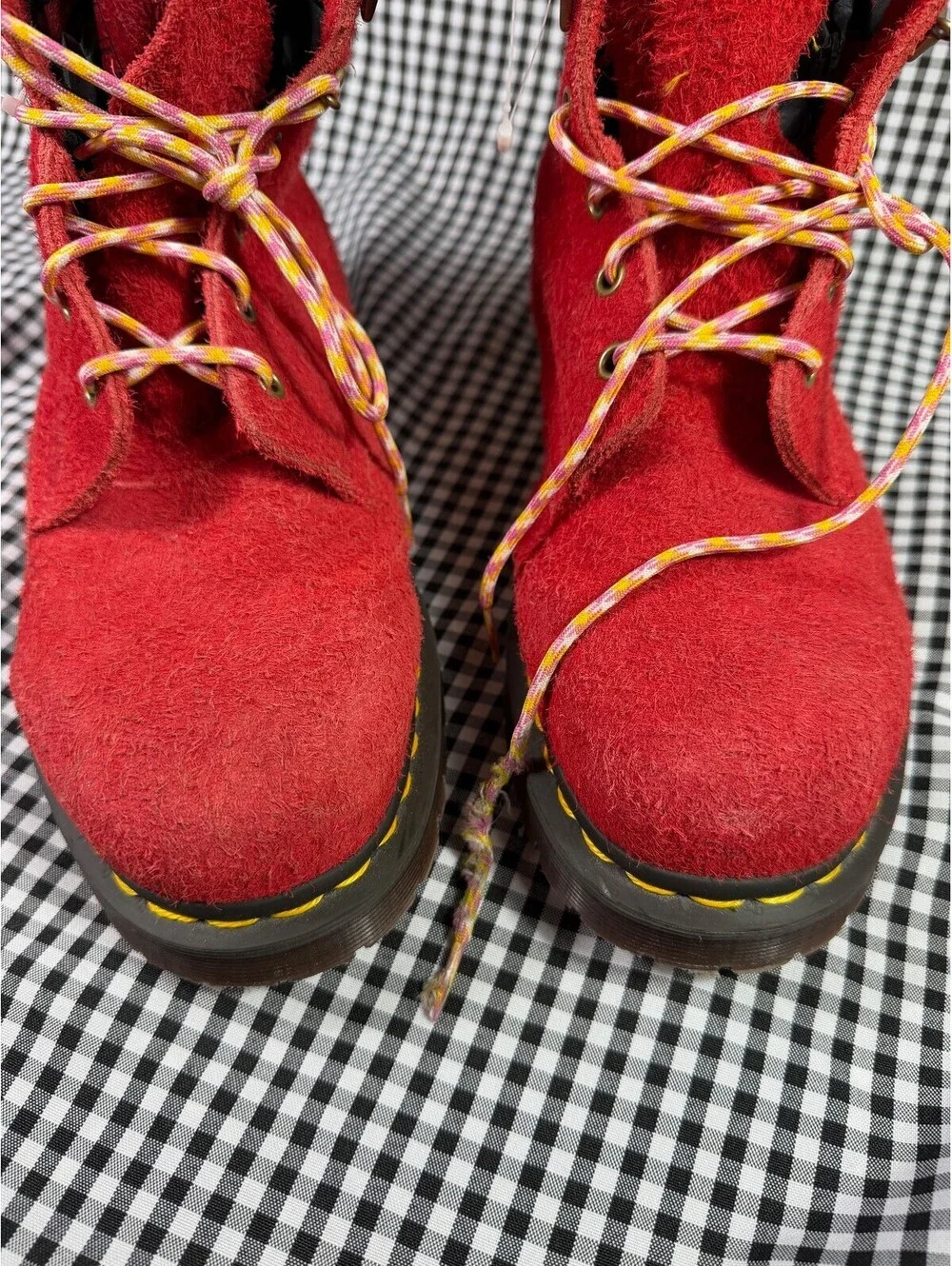 Dr Martens 939 Ben Boots Mens 13 Red Suede Hiking Lace Up Lug Sole Padded